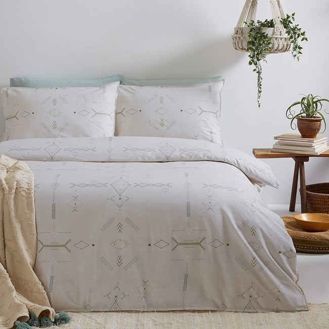 Natural - Back - The Linen Yard Mini Inka Aztec Duvet Set
