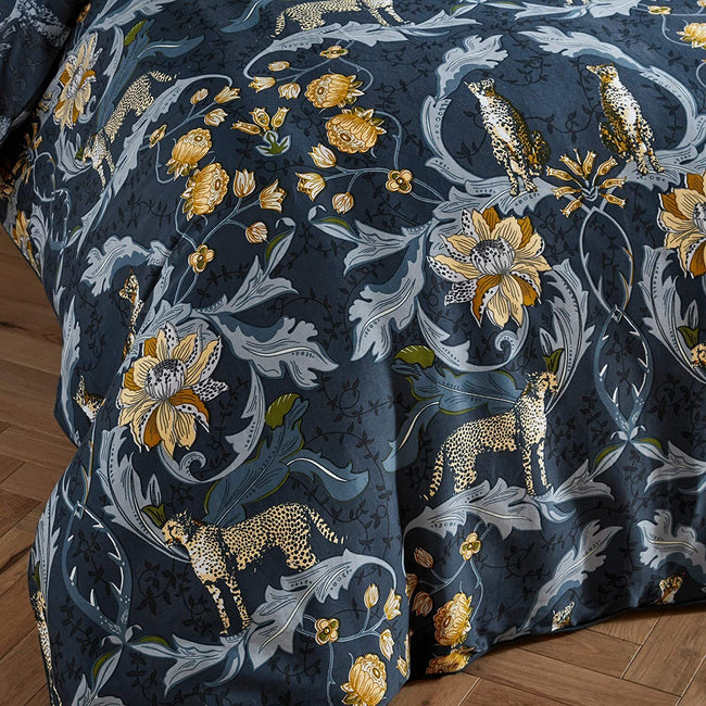 Blue-Gray-Yellow - Side - Paoletti Nouvilla Cheetah Duvet Set
