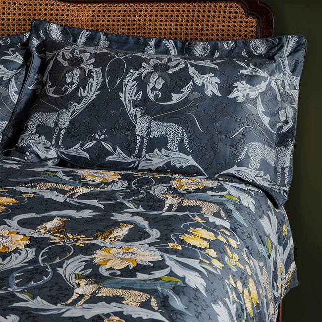 Blue-Gray-Yellow - Pack Shot - Paoletti Nouvilla Cheetah Duvet Set