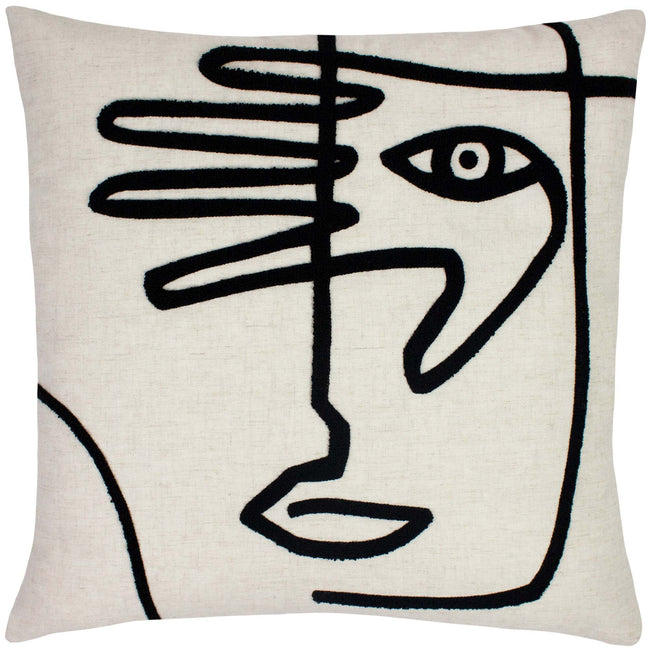 White-Black - Front - Furn Face Throw Pillow Cover