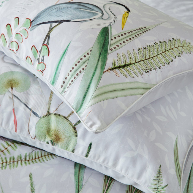 White-Green-Gray - Side - Paoletti Aaliyah Botanical Duvet Set