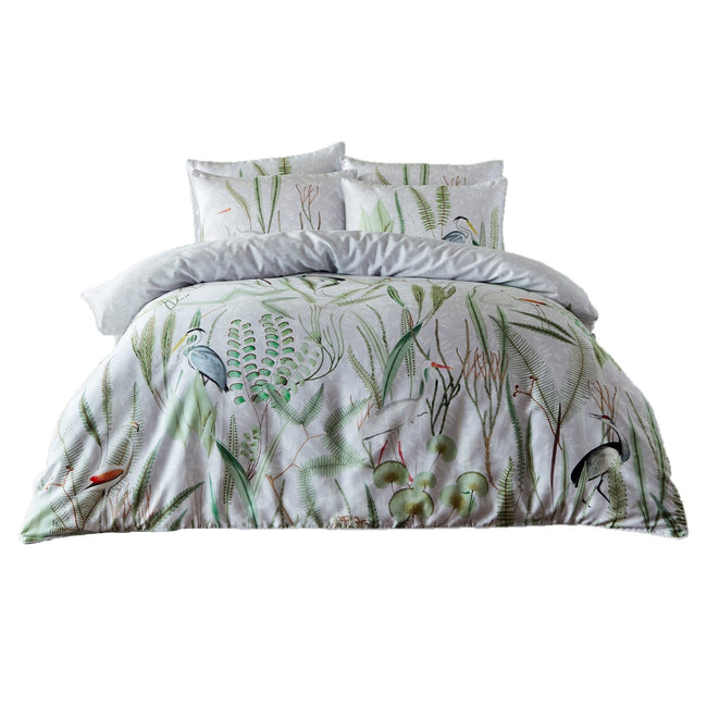 White-Green-Gray - Front - Paoletti Aaliyah Botanical Duvet Set