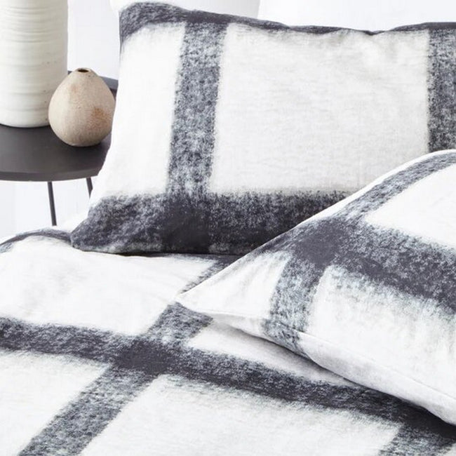 Natural-Black - Lifestyle - The Linen Yard Mohair Checked Duvet Set