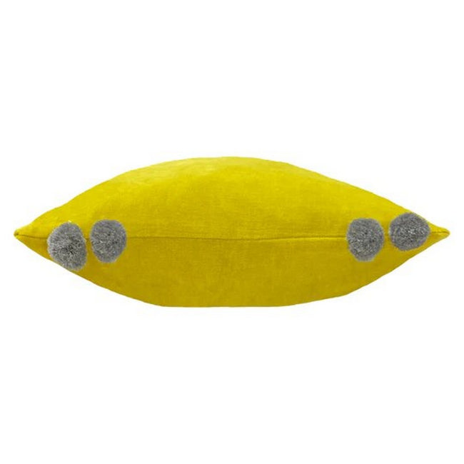 Yellow-Gray - Back - Furn Hoola Pom Pom Throw Pillow Cover