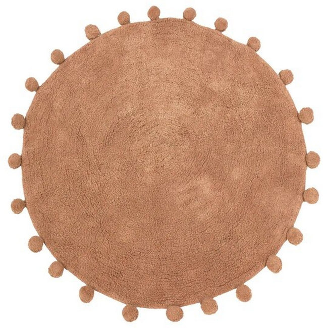 Pecan - Front - Furn Circle Pom Pom Bath Mat