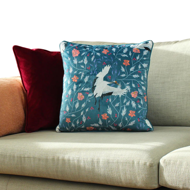 Slate Blue - Lifestyle - Paoletti Georgiana Botanical Throw Pillow Cover