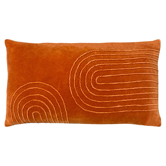 Orange - Front - Furn Mangata Velvet Rectangular Throw Pillow Cover