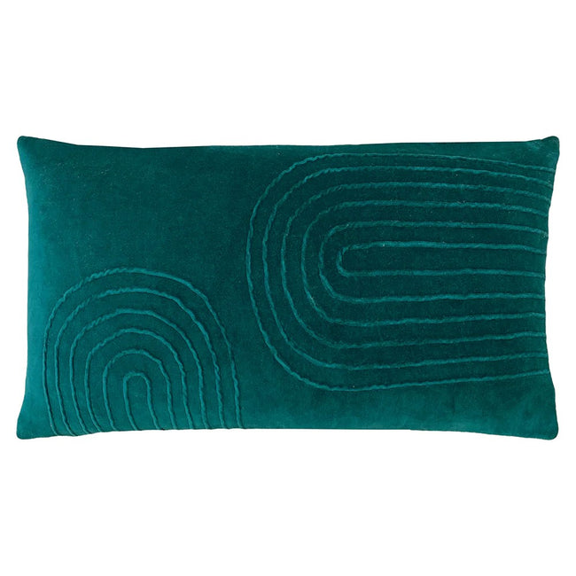 Teal - Front - Furn Mangata Velvet Rectangular Throw Pillow Cover