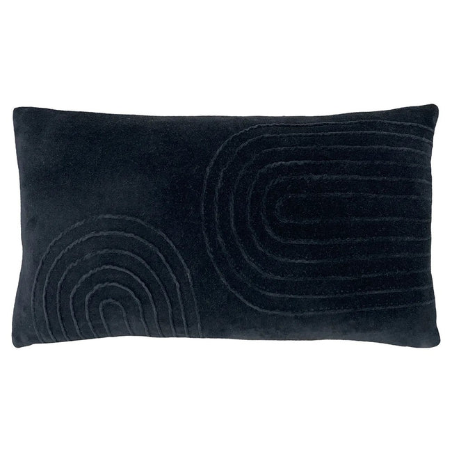 Black - Front - Furn Mangata Velvet Rectangular Throw Pillow Cover