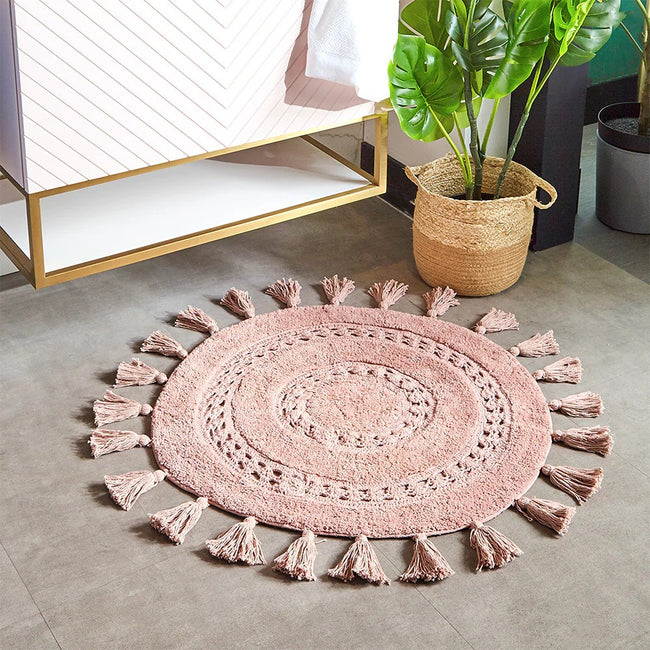 Blush - Back - Furn Circle Tassel Mandala Bath Mat