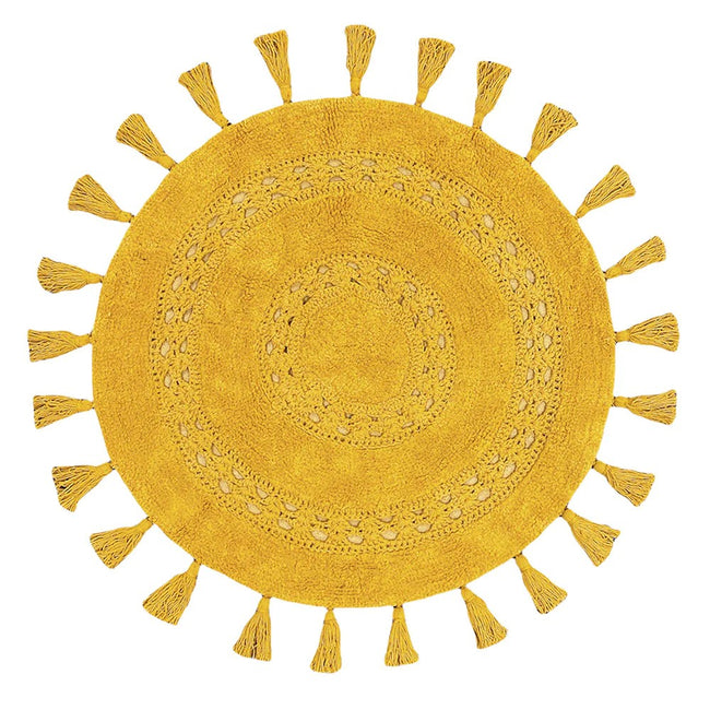 Ochre Yellow - Front - Furn Circle Tassel Mandala Bath Mat