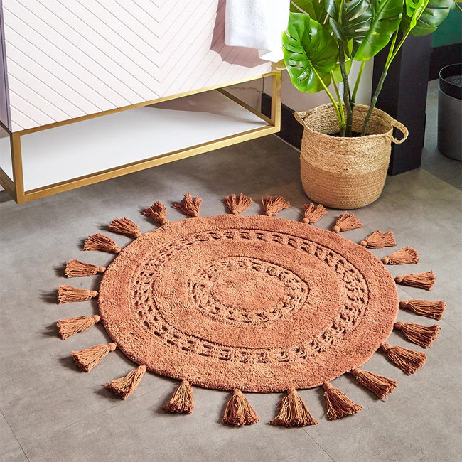 Pecan - Back - Furn Circle Tassel Mandala Bath Mat