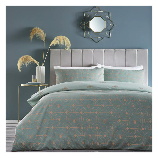 Eau De Nil - Front - Furn Bee Deco Geometric Duvet Set