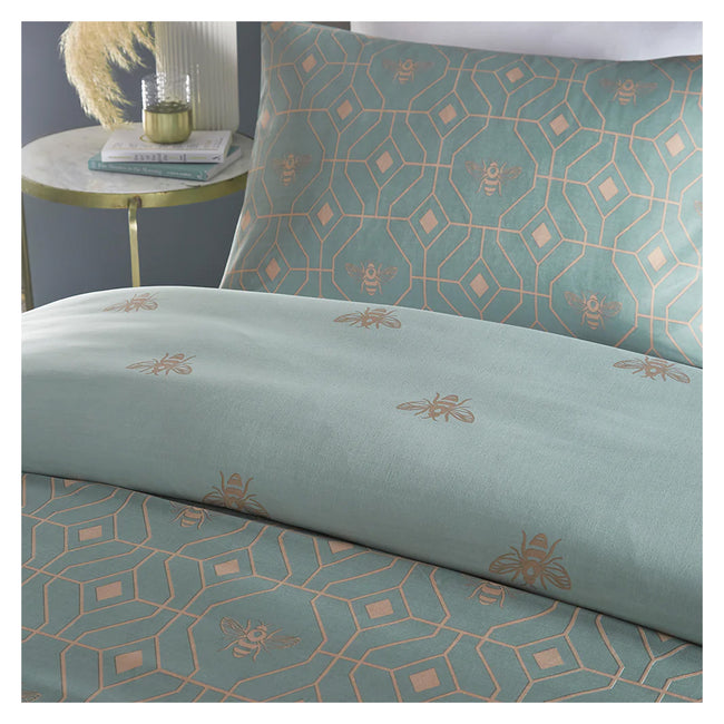 Eau De Nil - Back - Furn Bee Deco Geometric Duvet Set