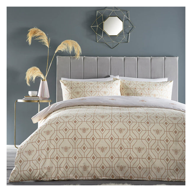 Champagne - Front - Furn Bee Deco Geometric Duvet Set