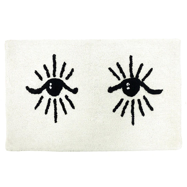 Ivory-Black - Front - Furn Theia Rectangular Bath Mat