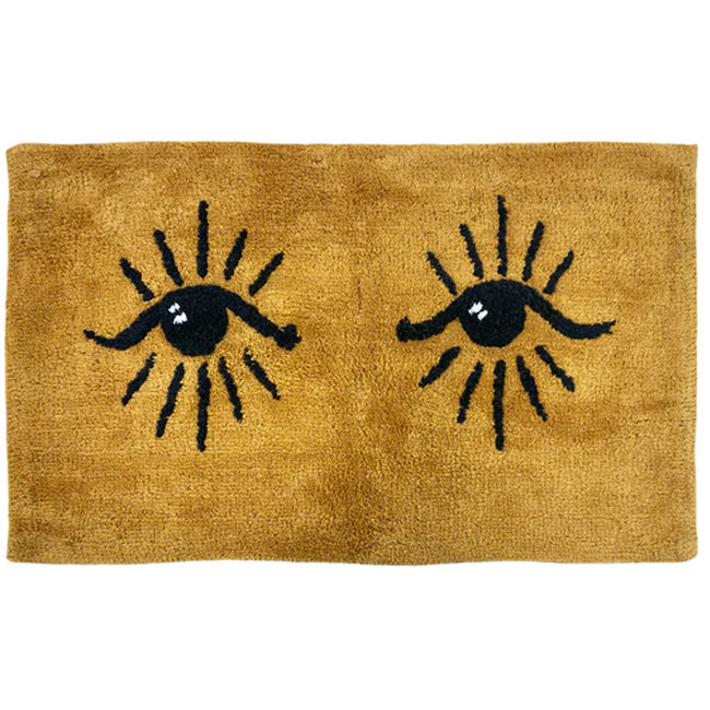 Ochre Yellow-Black - Front - Furn Theia Rectangular Bath Mat