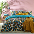 Teal - Front - Furn Ayanna Leopard Print Duvet Set