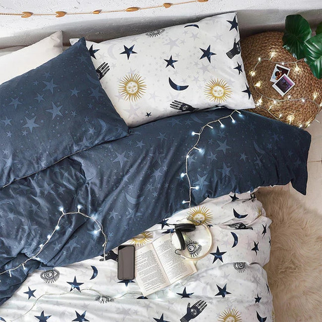 White-Blue-Gold - Side - Style Lab Stargazer Duvet Set