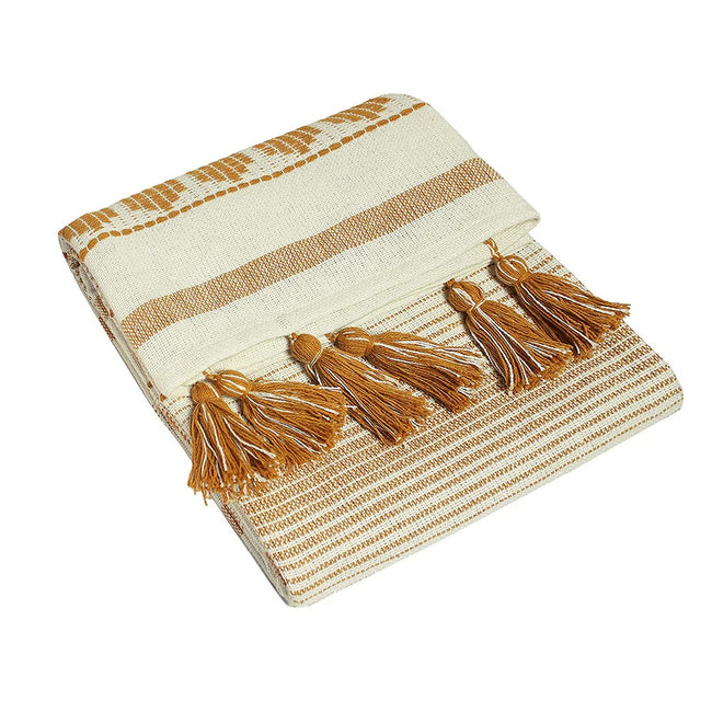 Ochre Yellow - Front - Furn Pangea Tassel Throw