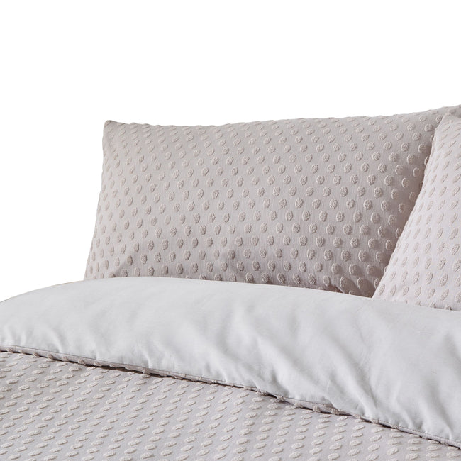 Stone - Back - The Linen Yard Tufted Polka Dot Duvet Set