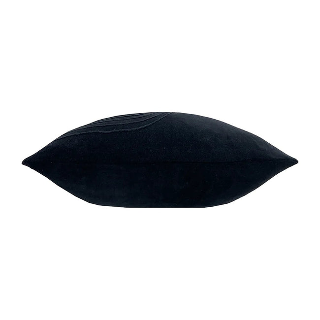 Black - Side - Furn Mangata Velvet Rectangular Throw Pillow Cover