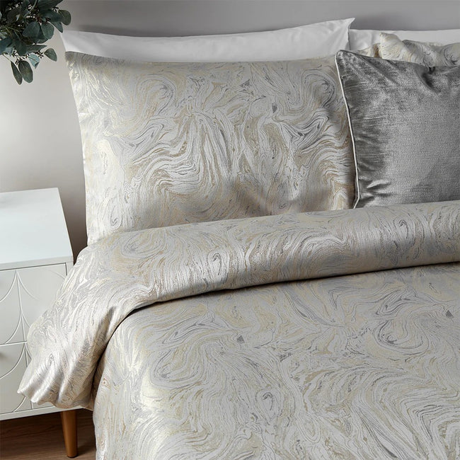 Oyster - Lifestyle - Paoletti Jacquard Marble Duvet Set