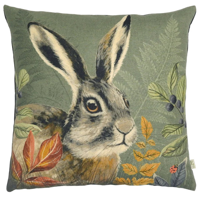 Gray - Front - Evans Lichfield Forest Hare Square Throw Pillow Cover