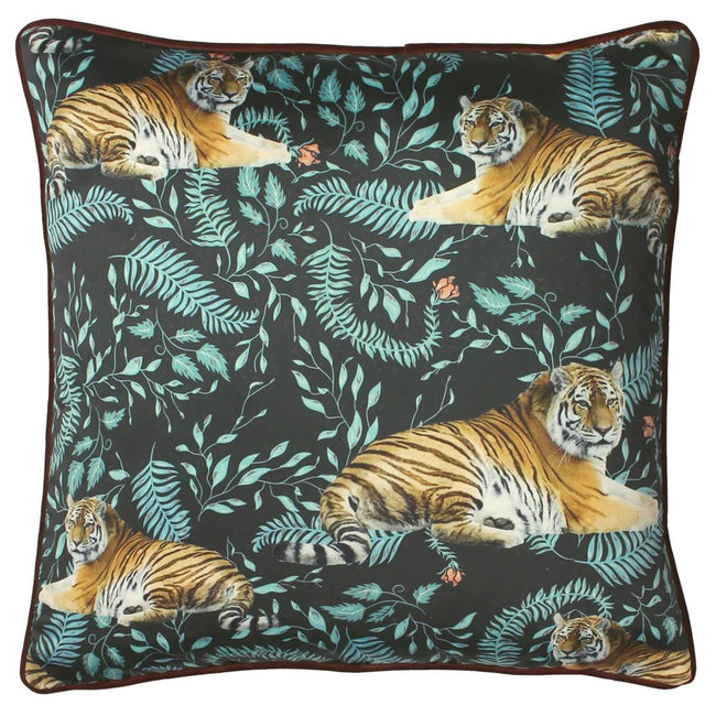 Black-Orange-Brown - Front - Paoletti Tiwari Tiger Throw Pillow Cover