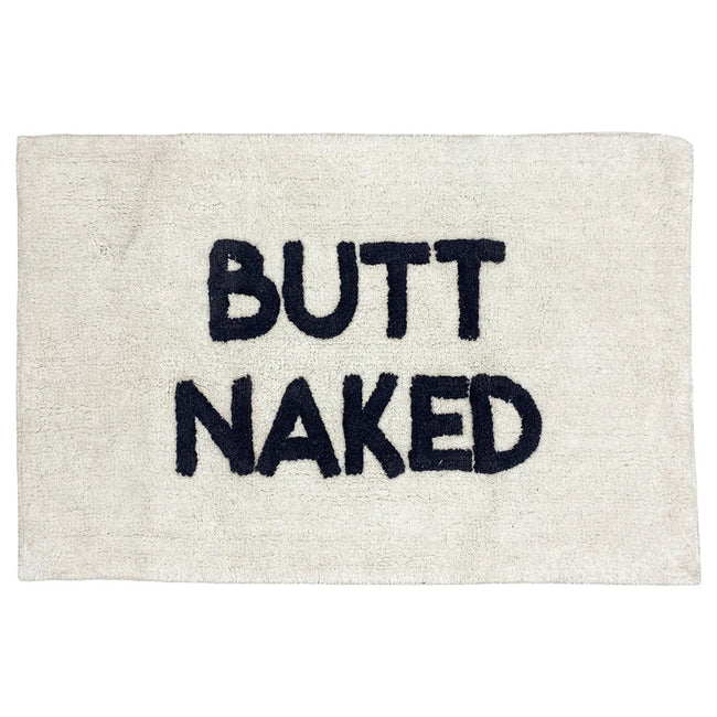 Ivory-Charcoal - Front - Furn Butt Naked Rectangular Bath Mat