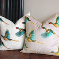 Cream-Brown-Blue - Lifestyle - Evans Lichfield Country Pheasant Throw Pillow Cover