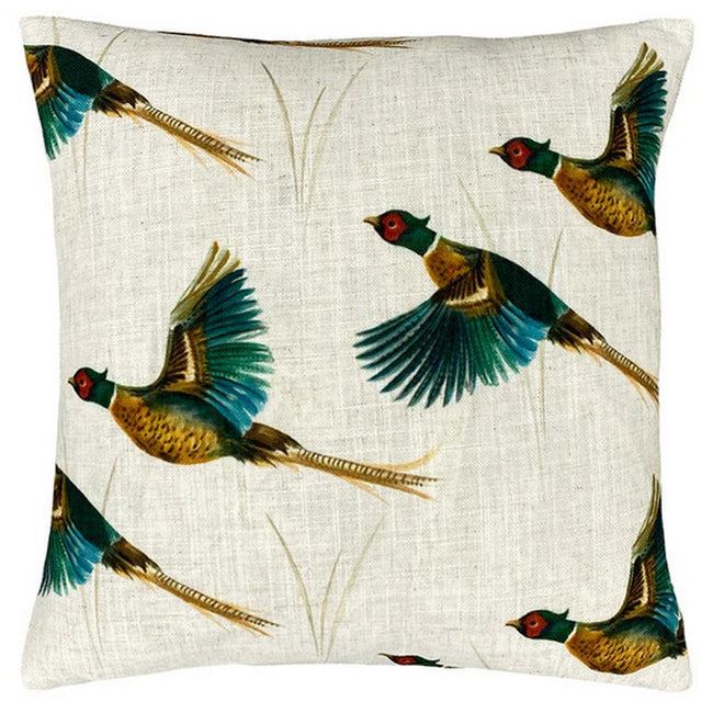 Cream-Brown-Blue - Front - Evans Lichfield Country Pheasant Throw Pillow Cover