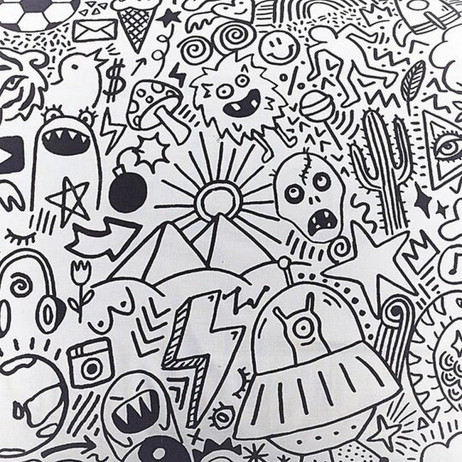 White-Black - Pack Shot - Style Lab Doodle Duvet Set
