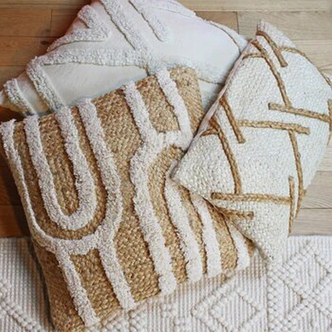Natural - Lifestyle - Furn Jute Tufted Throw Pillow Cover
