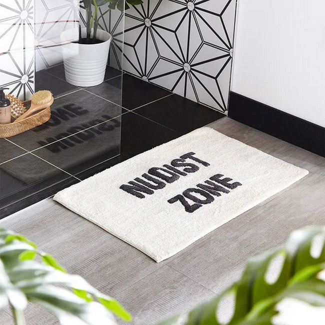 Ivory-Charcoal - Back - Furn Nudist Zone Rectangular Bath Mat