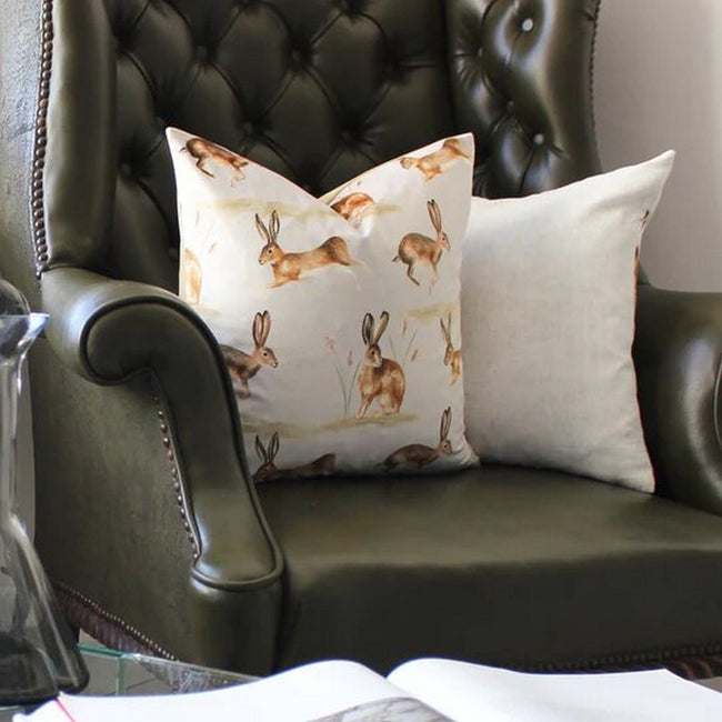 Taupe - Lifestyle - Evans Lichfield Country Hare Throw Pillow Cover