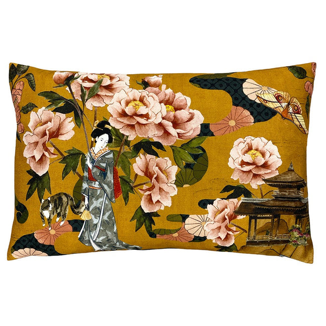 Green-Navy - Front - Paoletti Geisha Rectangular Throw Pillow Cover