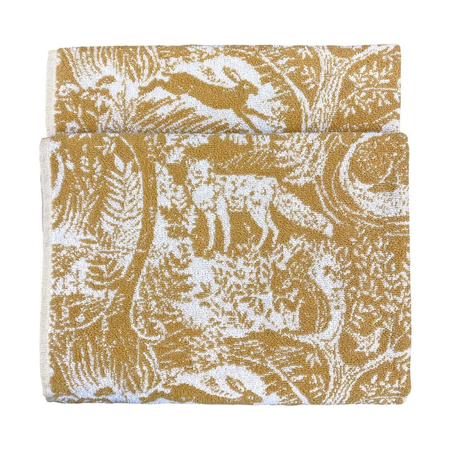 Ochre - Front - Furn Winter Woods Animals Jacquard Bath Towel