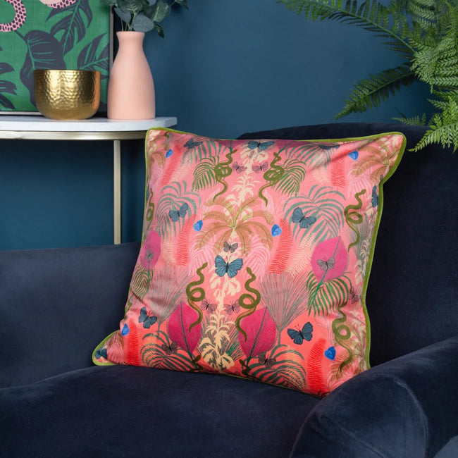 Pink-Green - Lifestyle - Kate Merritt Canopy Illustration Throw Pillow Cover