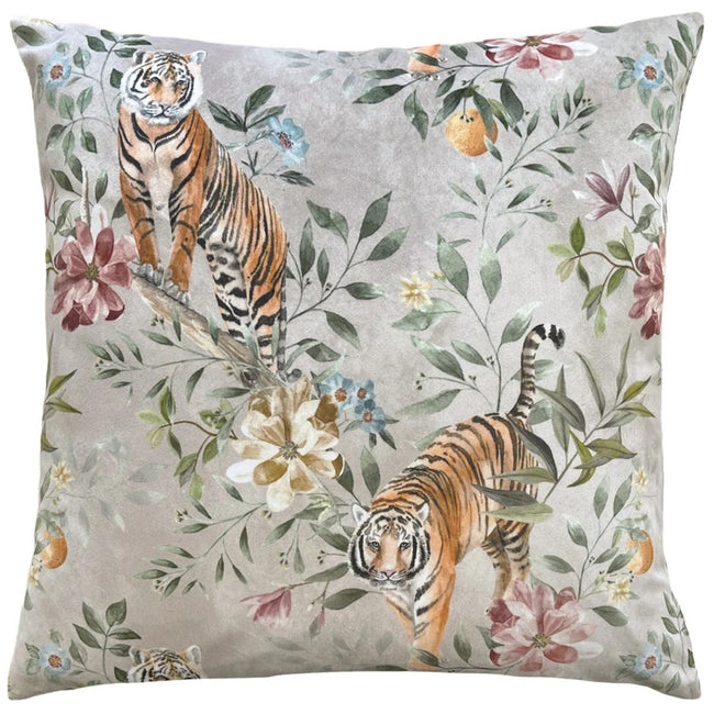 Taupe - Front - Wylder Tiger Throw Pillow Cover