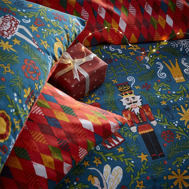 Navy - Side - Furn Nutcracker Christmas Duvet Set