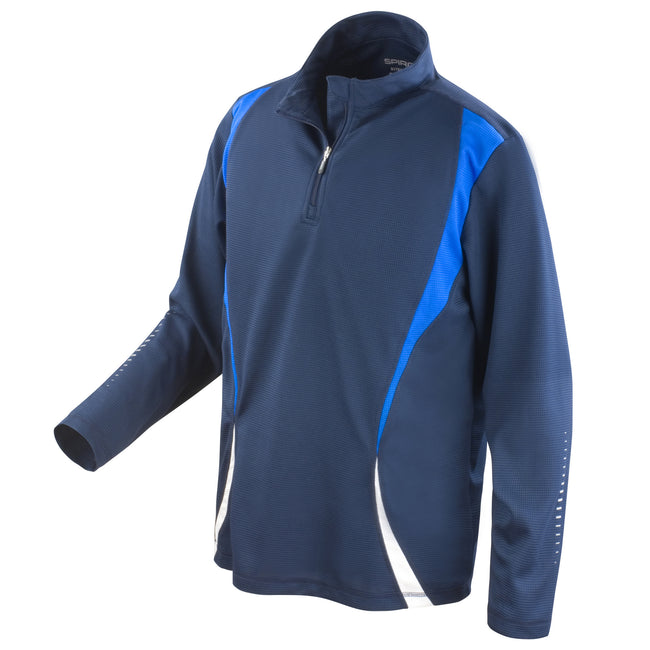 Navy-Royal-White - Front - Spiro Unisex Sports Trial Performance Training Top