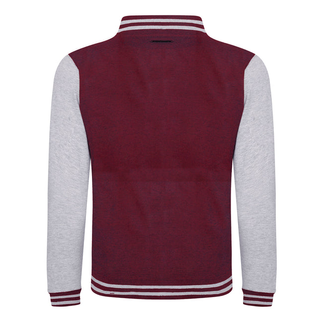 Burgundy - Heather Gray - Back - Awdis Unisex Varsity Jacket