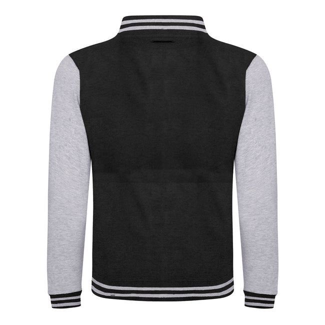 Jet Black- Heather Gray - Back - Awdis Unisex Varsity Jacket