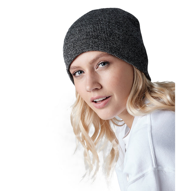 Antique Gray - Back - Beechfield Plain Basic Knitted Winter Beanie Hat