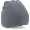 Graphite Gray - Back - Beechfield Plain Basic Knitted Winter Beanie Hat