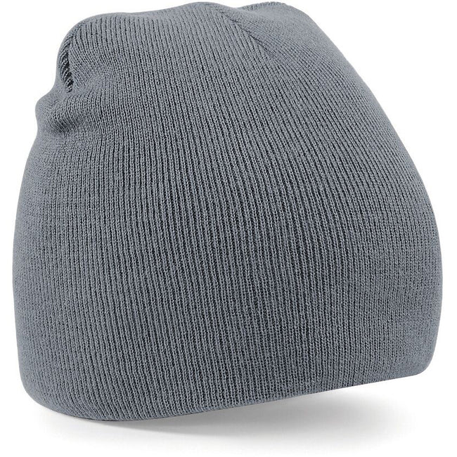 Graphite Gray - Back - Beechfield Plain Basic Knitted Winter Beanie Hat
