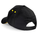 Black-Yellow - Back - Beechfield Unisex Ultimate 5 Panel Contrast Baseball Cap With Sandwich Peak