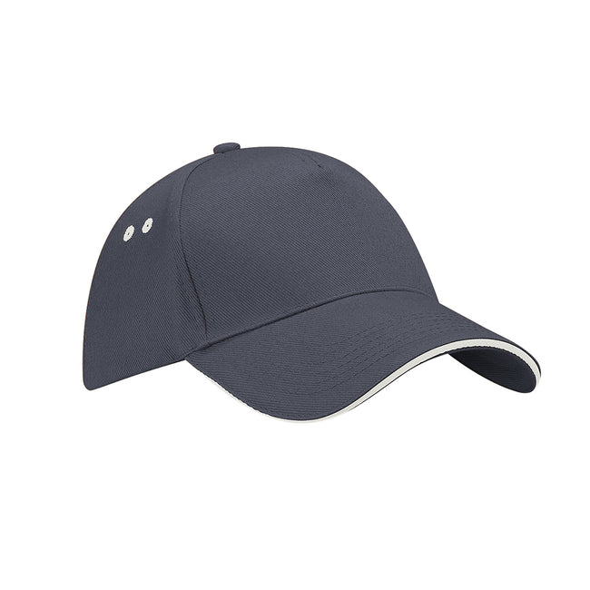 Graphite-Oyster Grey - Front - Beechfield Unisex Ultimate 5 Panel Contrast Baseball Cap With Sandwich Peak