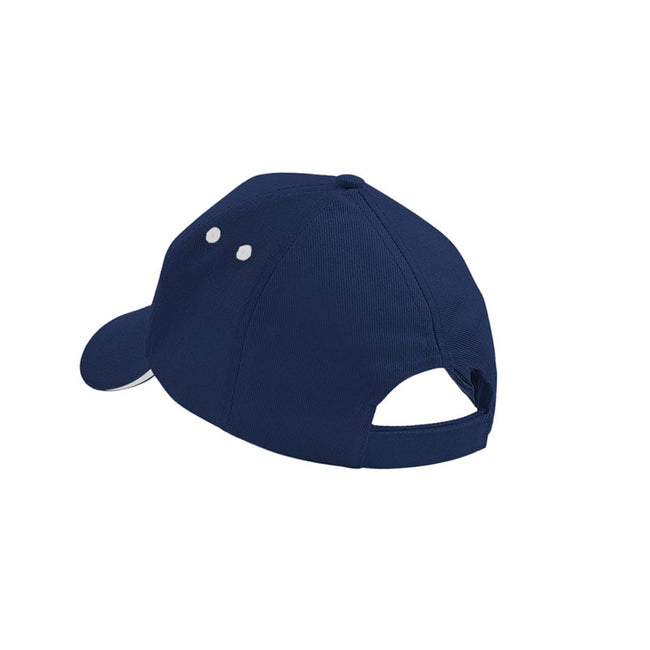 French Navy-Putty - Back - Beechfield Unisex Ultimate 5 Panel Contrast Baseball Cap With Sandwich Peak